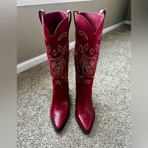 Jessica Simpson Burgundy Embellished Heeled Boots